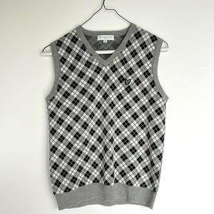 Lyle & Scott Club Golf Vest Grey White Black Pattern Size M V Neck